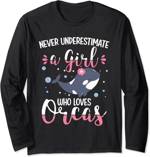 Funny Orca Lover Graphic for Women Girls Kids Orca Lover Long Sleeve T-Shirt