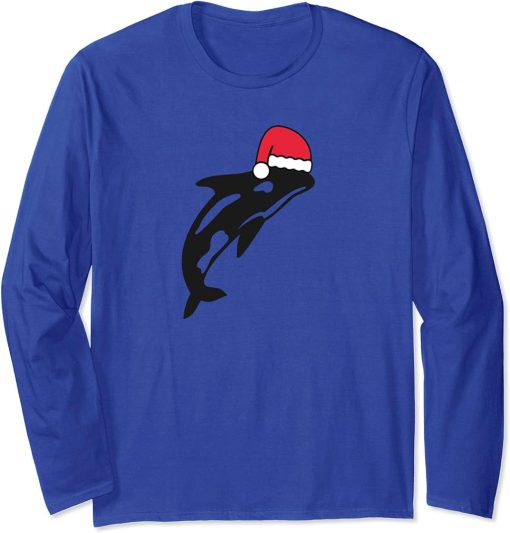 Happy Christmas Orca with Santa Hat Tee shirt