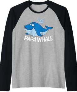 Funny Whale Art For Men Dad Orca Narwhal Blue Whales Raglan Baseball Tee