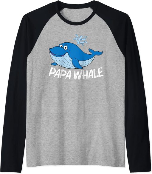 Funny Whale Art For Men Dad Orca Narwhal Blue Whales Raglan Baseball Tee