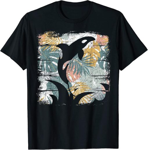 Tropical Nature Pattern Exotic Summer Vacation Whale Orca T-Shirt